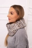 KN16 Damen Snood ecru+mocca