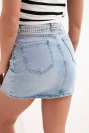 M.Sara mini denim skirt with chain blue