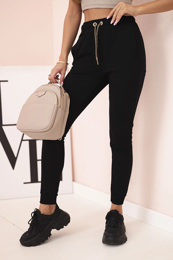 Damen Baumwoll Cargo-Hosen mit Taschen und Kette beige