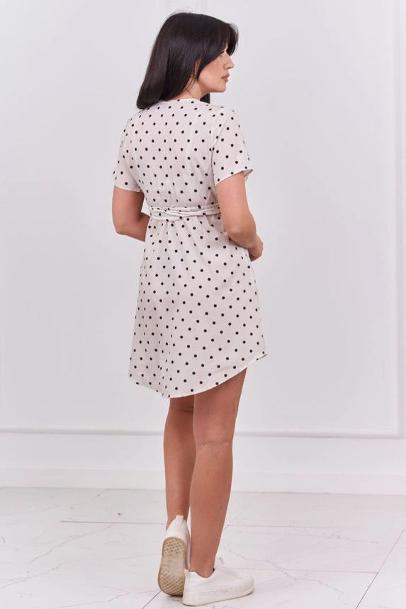 Kleid mit Polka-Dot in Ecru