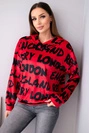 Damen Oversize-Kapuzenpullover mit Aufdruck rot