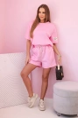 Butterfarbenes Damen-Set mit hoch taillierten Shorts Hellrosa
