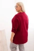Damenbluse Plus Size aus Baumwolle mit lockerem Schnitt und Wasserfallausschnitt bordeaux