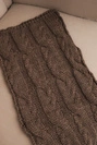 Women's classic wool scarf with cable knit pattern KN22 mocha