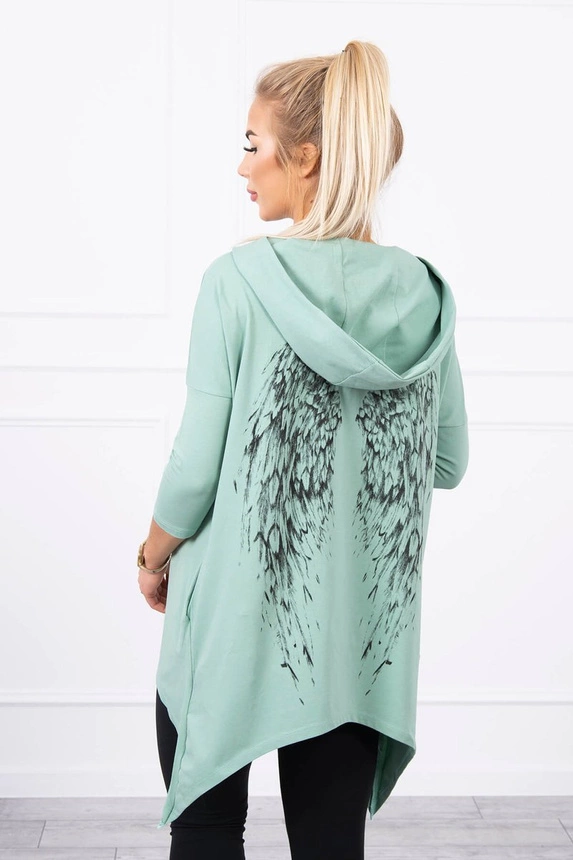 Sweatshirt with a print of wings dark mint