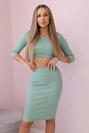 Bluse und Rock Set dunkel mint