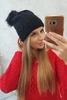 Dámská čepice s bambulí Judith K347 černá