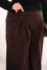 Damen Plus Size Hosen mit weitem Bein und Falten braun
