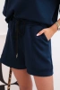 Damen-Butterset mit einer kurzärmeligen Bluse und Shorts mit Gummizug marineblau