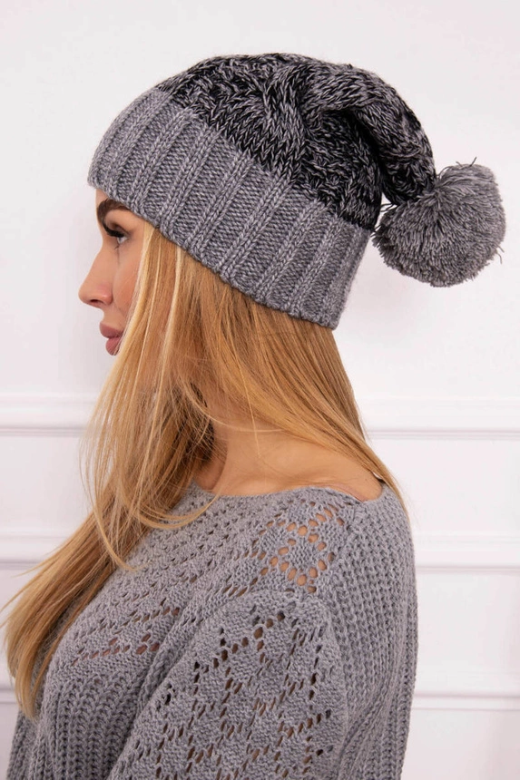 Cap with fleece Paryż K213 dark gray + black