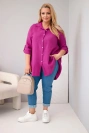 Bavlnená mušelínová košeľa Plus Size tmavo fialová