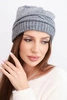 Women's winter hat made of wool with a woven pattern K428 gray