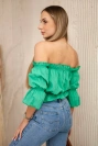 Off-the-shoulder blouse dark green