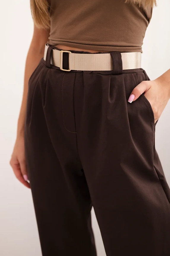 Summer Punto trousers with leg closure brown