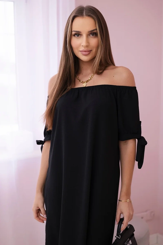 Dress tied on the sleeves black