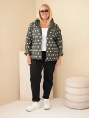 Damenjacke Plus Size mit Kapuze und Polka Dots khaki