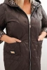 Damen Winterjacke gesteppte Plus Size mit Futter in Leopardenmuster und Kapuze braun