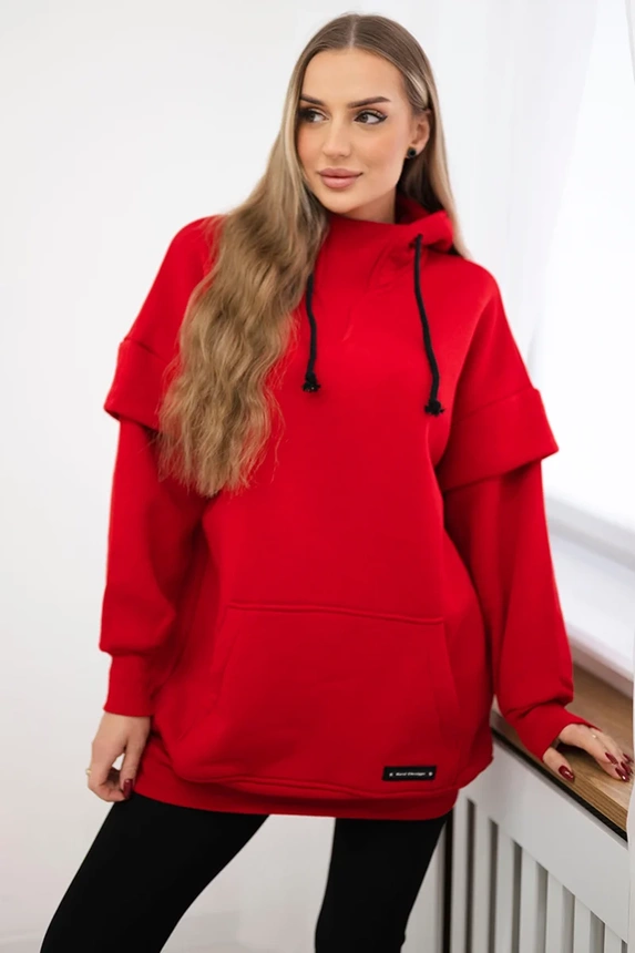 Warm-up Sweatshirt mit halbem Reißverschluss rot