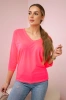 Bluse mit V-Ausschnitt rosa neon