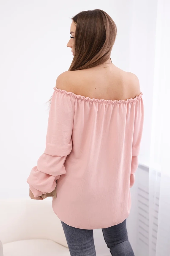 Spanish blouse with decorative sleeves powder pink