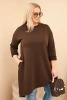 Dámská sukýnka Plus Size z viskózy s volným střihem a dlouhým rukávem hnědá