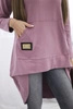 Sweatshirt with long back and hood dark pink