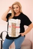 Dámská bavlněná halenka Plus Size s potiskem „Day Dream“ černá + camel