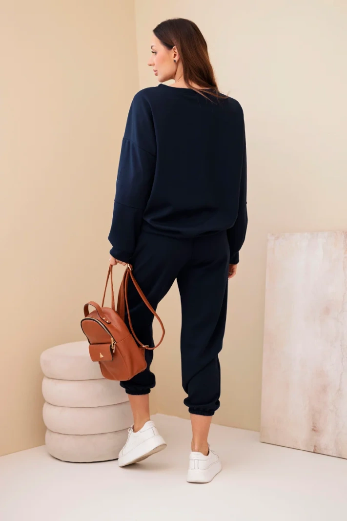 Viskose-Set Sweatshirt + Hose marineblau