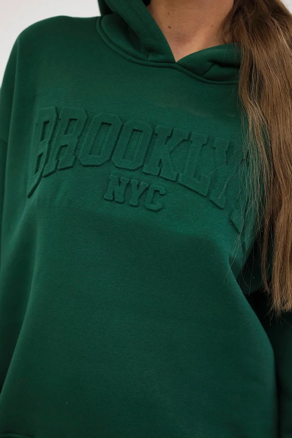 Isoliertes Baumwoll-Set, Sweatshirt + Hose Brooklyn Dunkelgrün