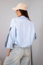 Damen Frühlingsjacke mit Verschluss, mit Kragen und Galonstreifen blau