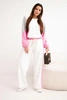 Ladies' set butter with a loose sweatshirt and wide-leg pants light pink