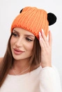 Women's winter wool hat with pompom K433 orange