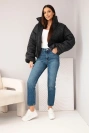 Damen gesteppte Jacke mit weitem Ärmel schwarz