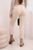 Moteriškos vizoninės kelnės su šalikiniu diržu beige