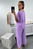 Palaidinės ir kelnių komplektas šviesiai violetinės spalvos