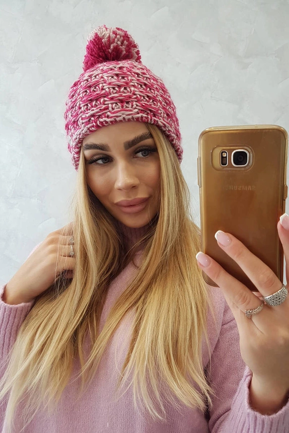 Fiona vilnonė kepurė K275 fuksija+pudro rožinė