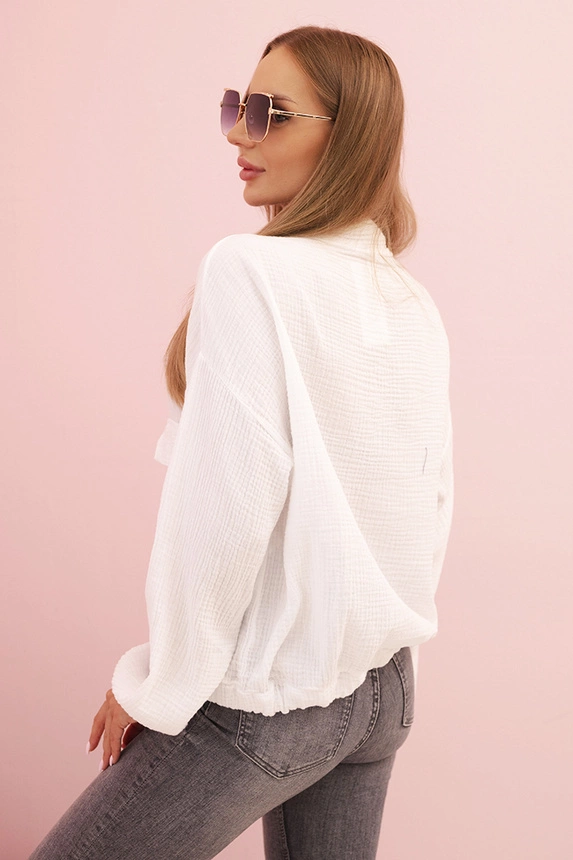 Women's muslin shirt with long sleeves white
