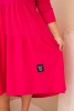 Damen Baumwollkleid Plus Size mit Rüschen und umgeschlagenem Ärmel fuchsia