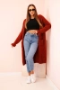 Women's long mohair cardigan with pockets red