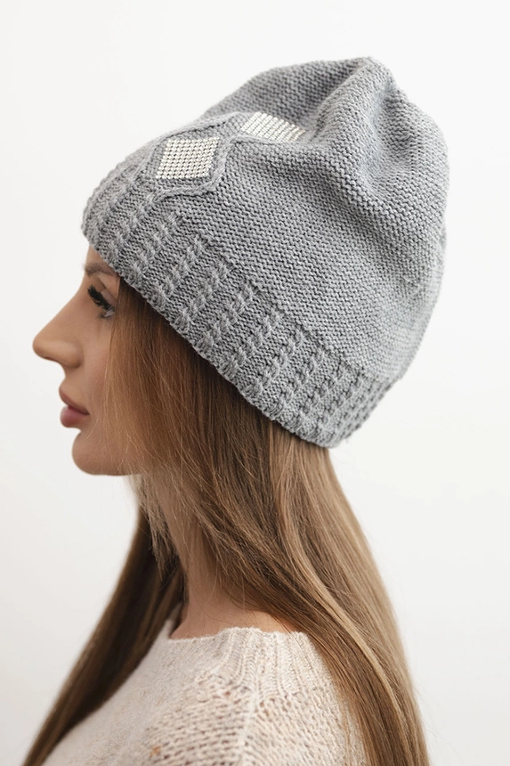 Women's winter wool hat with zirconia K453 graphite