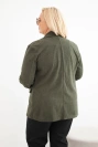 Dámské sako Plus Size manšestrové s klopami a kapsami khaki