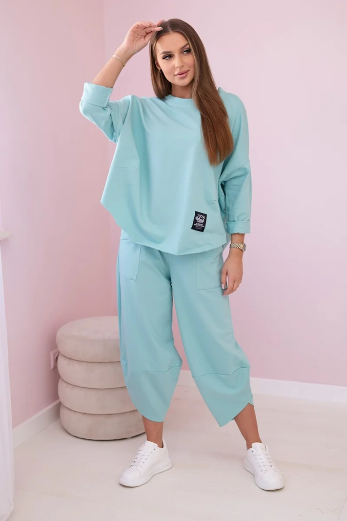 Cotton sweatshirt pants set mint