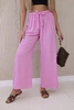 Trousers with a wide waistband light pink