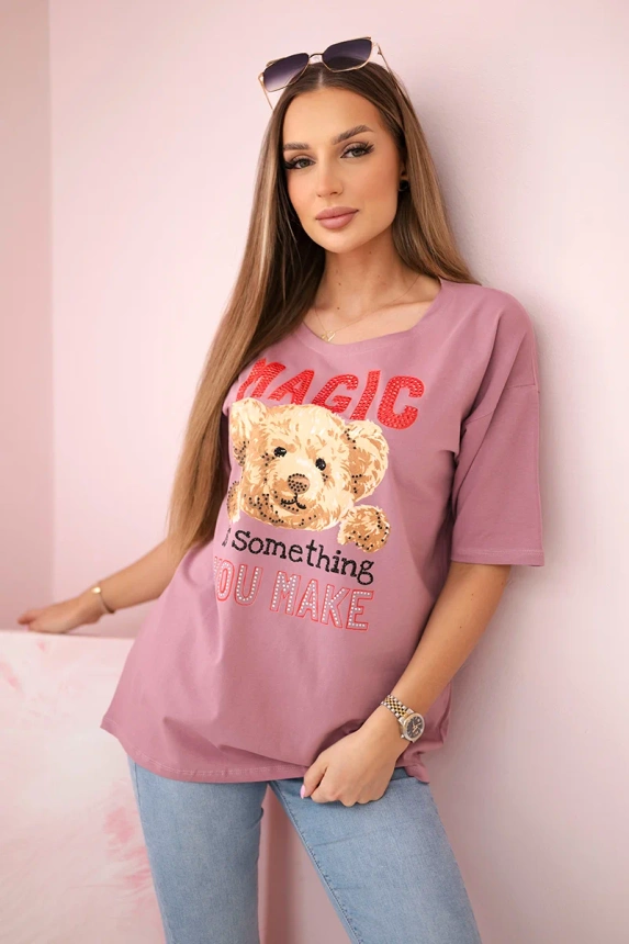 Magic Print Bluse dunkelrosa
