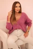 Women's sweater with a V-neck and buttons dark purple