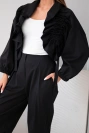 Women's cotton set with ruched sweatshirt and pants black