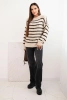 Women's striped sweater with wool in a loose fit beige