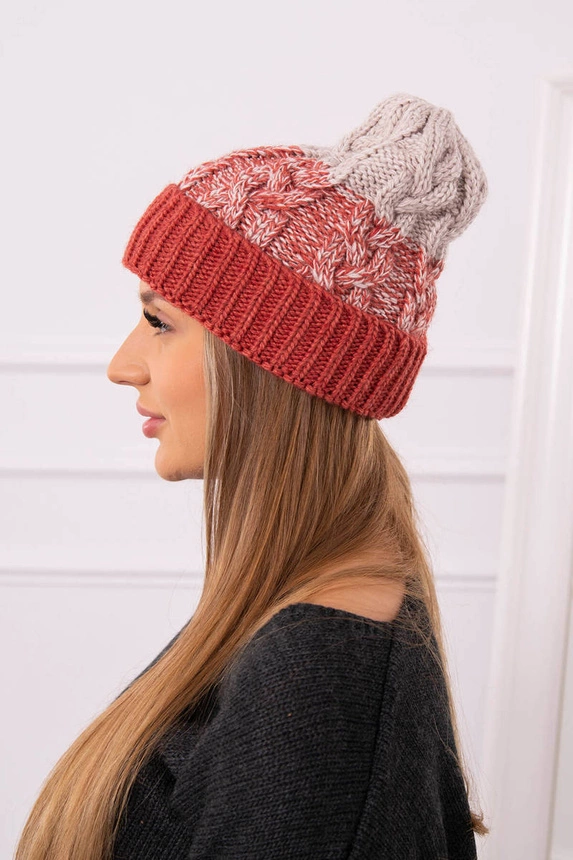Damenmütze Samara K346 rot+beige