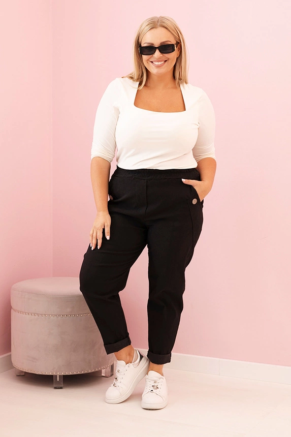 Plus Size women's distressed pants with viscose and elastic black