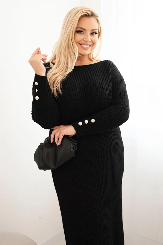 Damen Plus Size Strickkleid mit Mohair schwarz